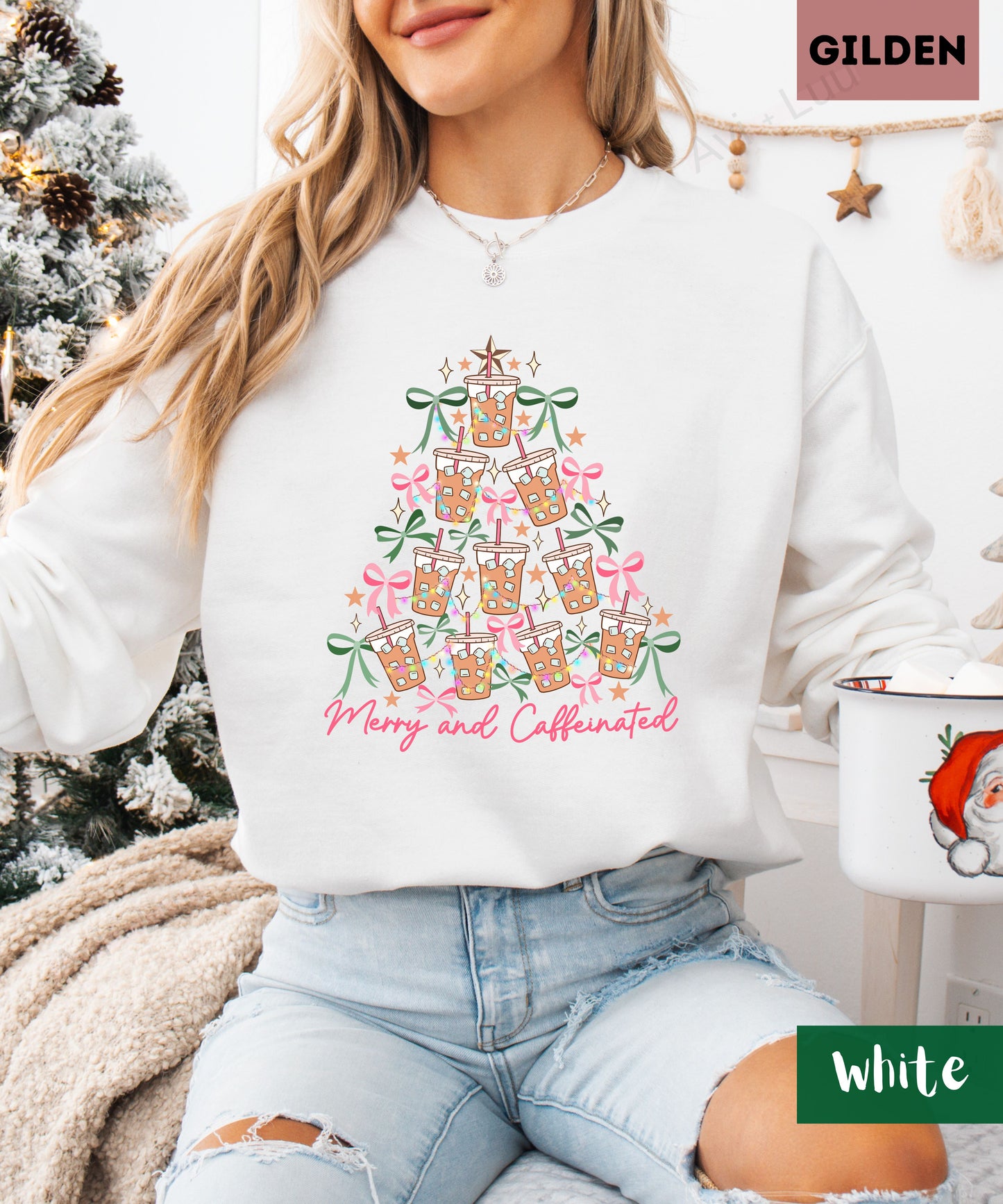 Merry And Caffeinated | Gilden Unisex Sweatshirt