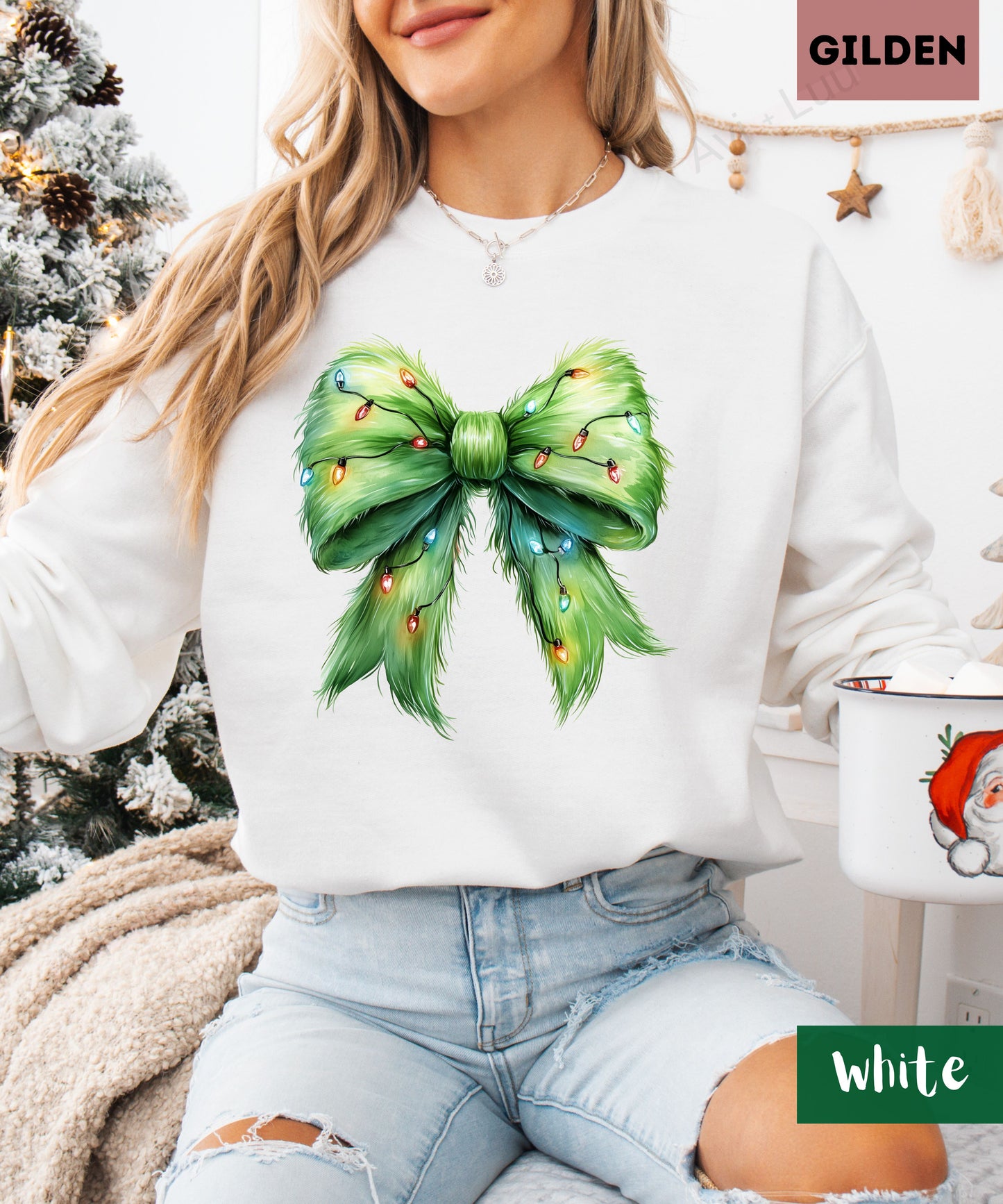 Grinch Bow | Gilden Unisex Sweatshirt