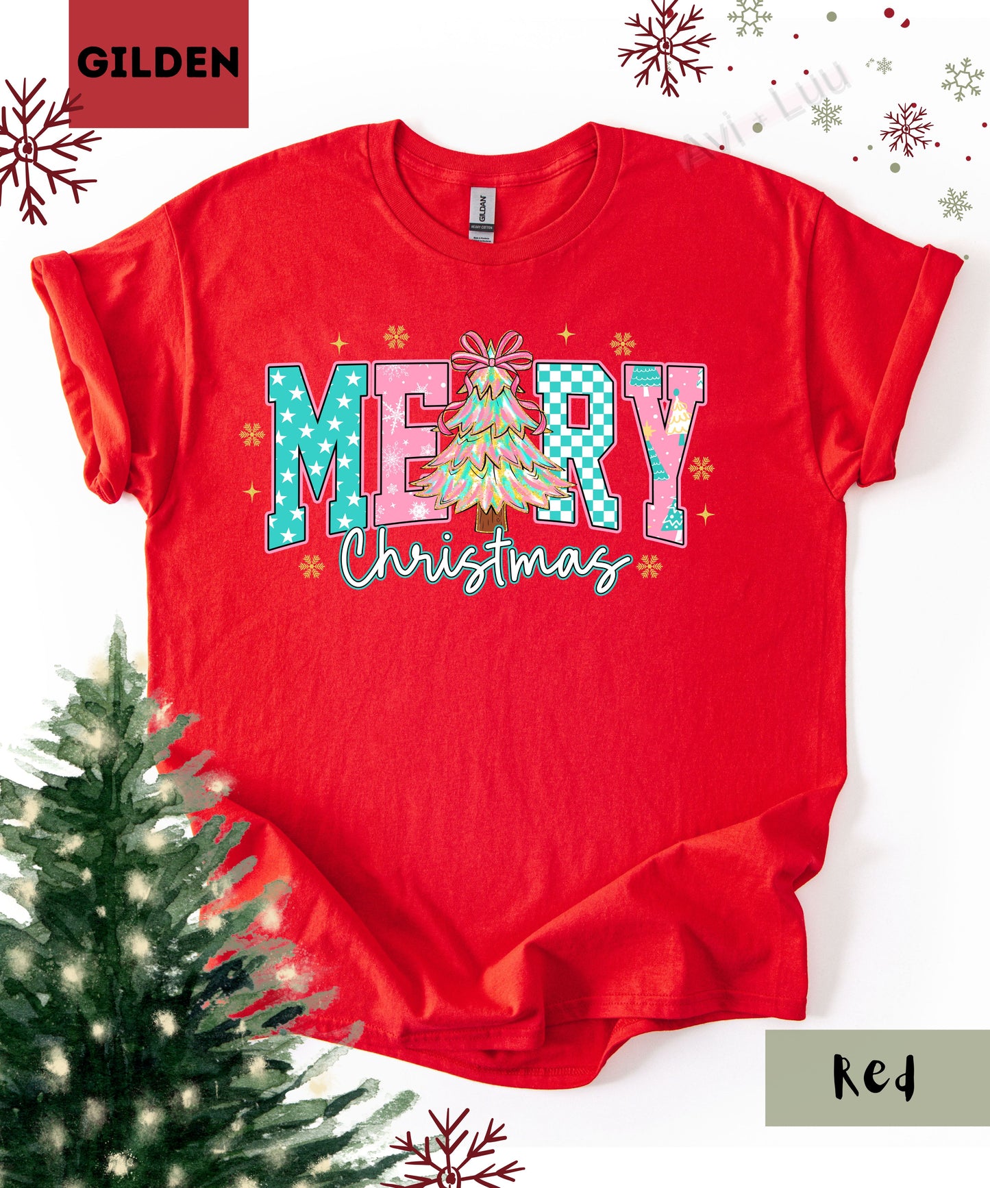 Merry Christmas Pink | Gilden Unisex T-Shirt