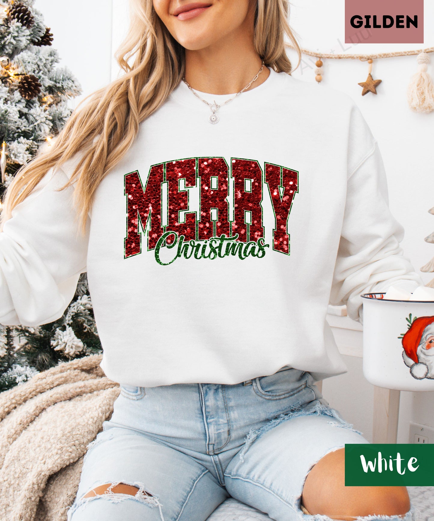 Merry Christmas Sparkle | Gilden Unisex Sweatshirt