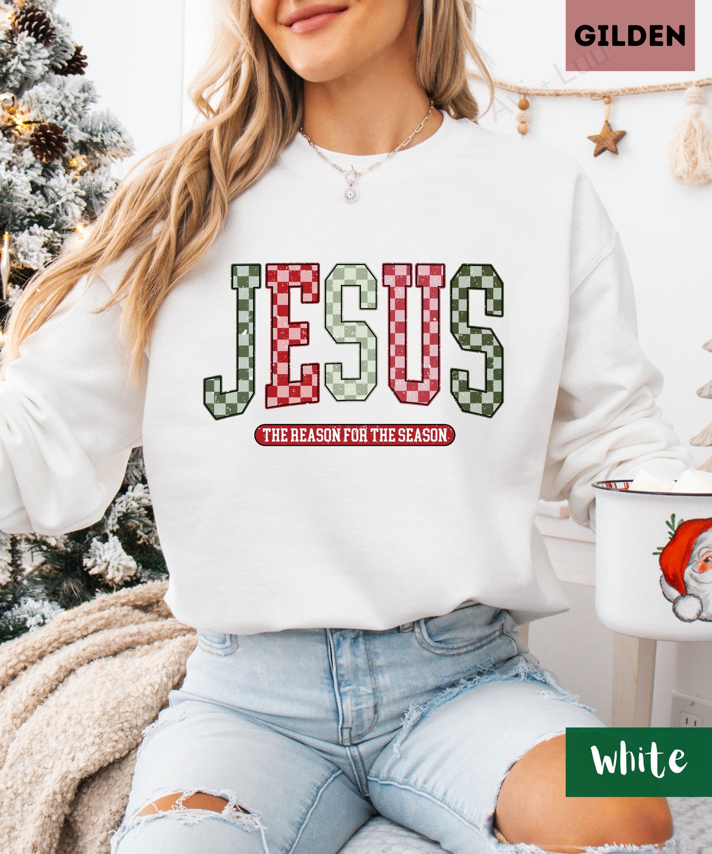 Jesus Checkered | Gilden Unisex Sweatshirt
