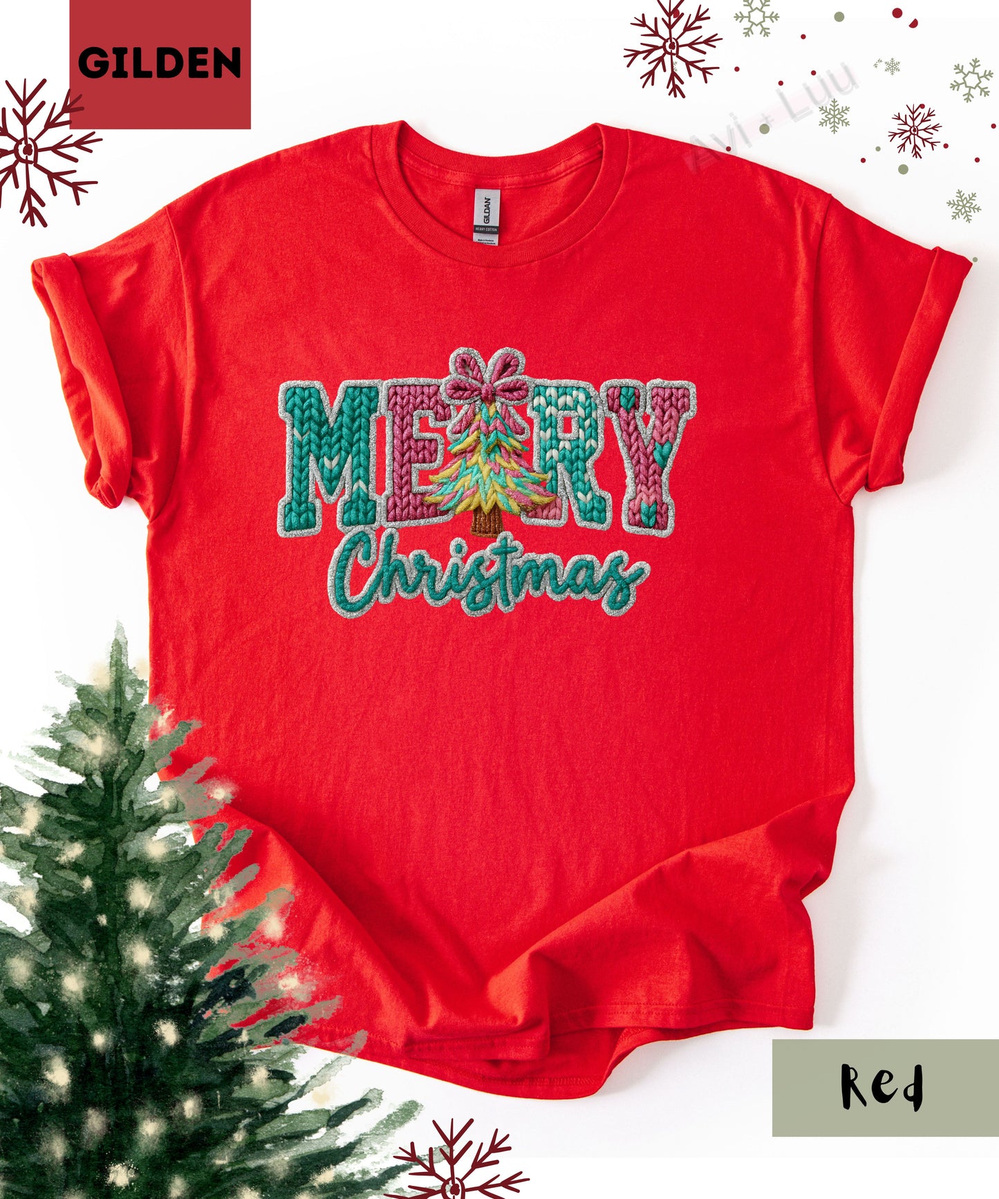 Crochet Merry Christmas | Gilden Unisex T-Shirt