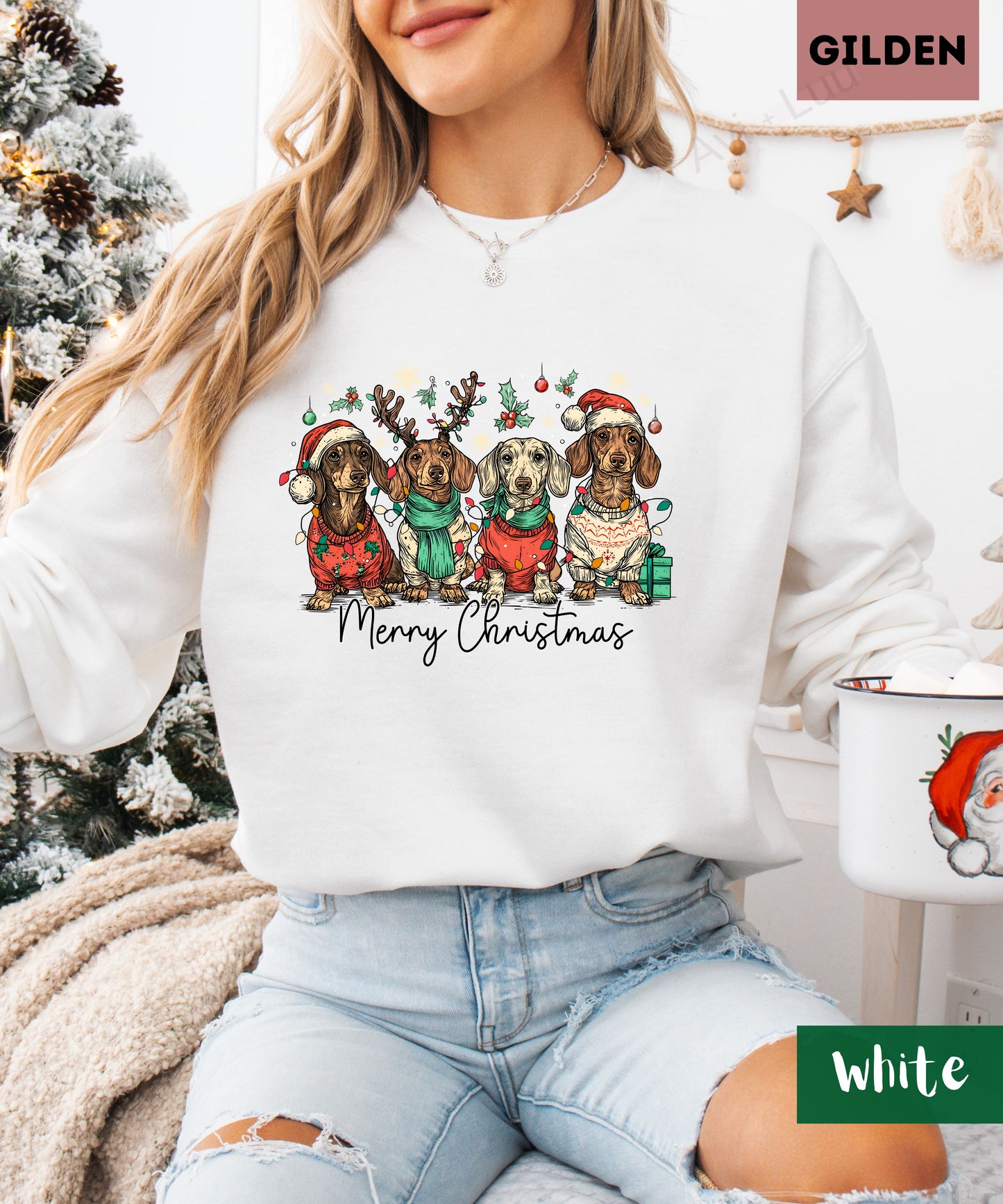 Dog Merry Christmas | Gilden Unisex Sweatshirt