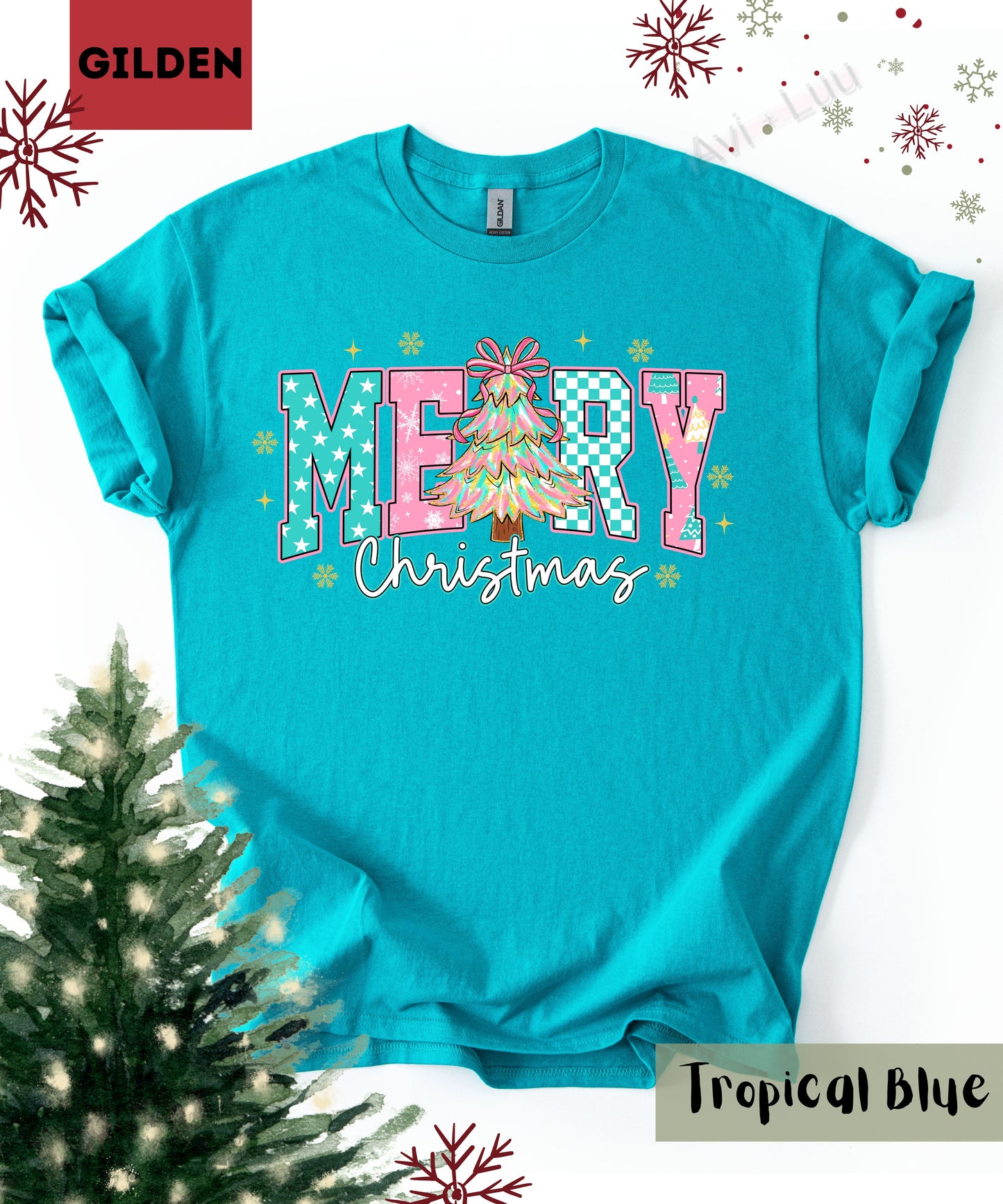 Merry Christmas Pink | Gilden Unisex T-Shirt