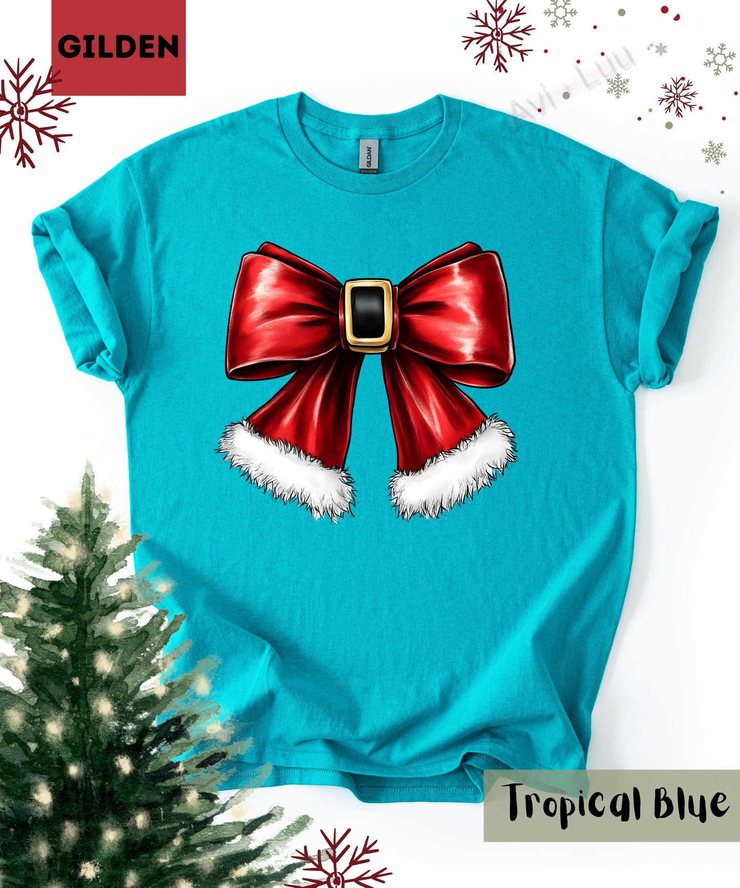 Santa Bow | Gilden Unisex T-Shirt