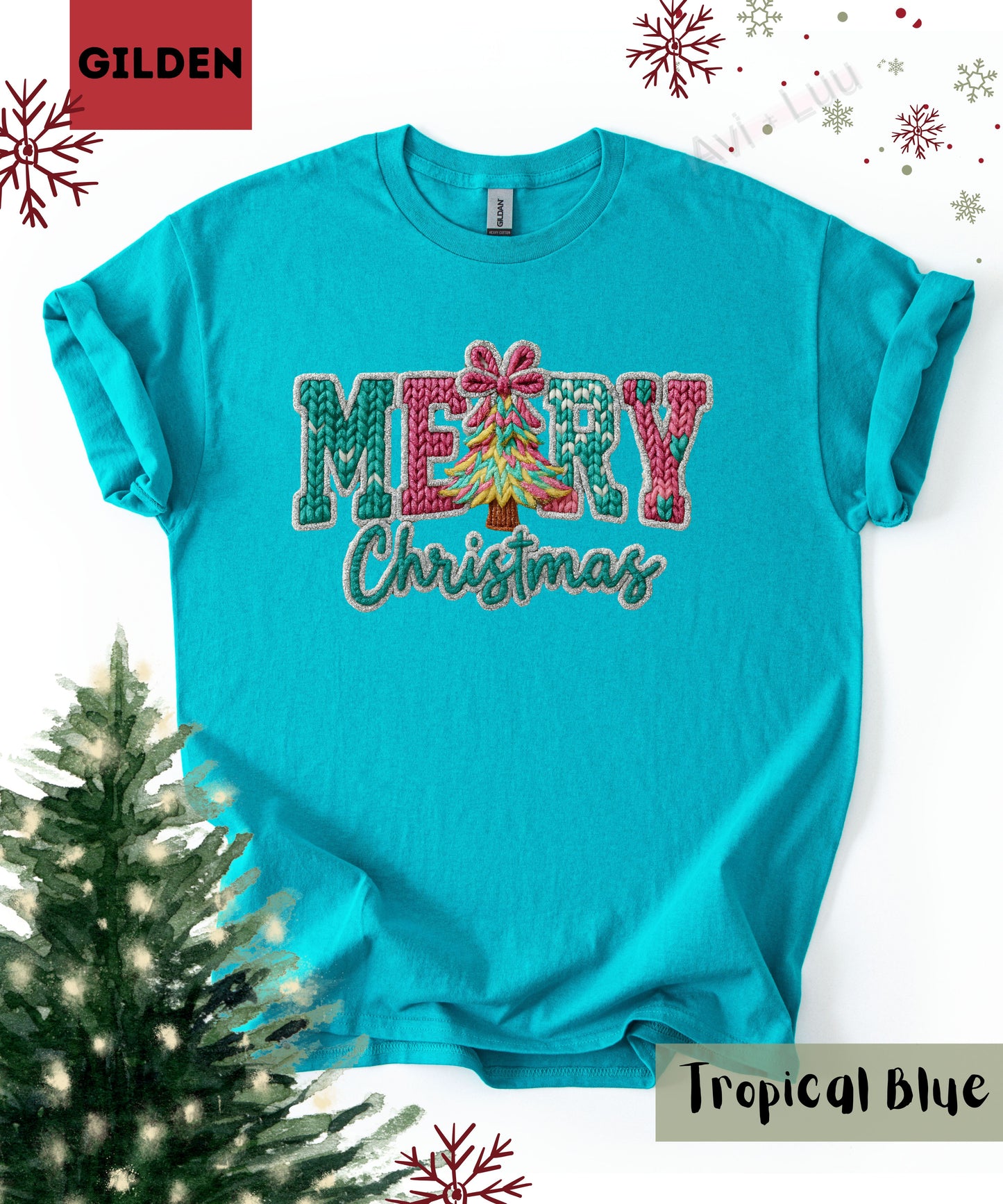 Crochet Merry Christmas | Gilden Unisex T-Shirt