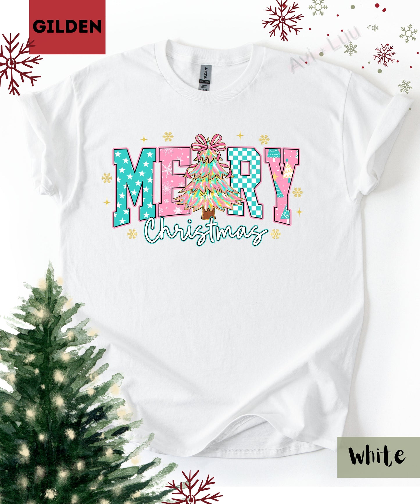 Merry Christmas Pink | Gilden Unisex T-Shirt