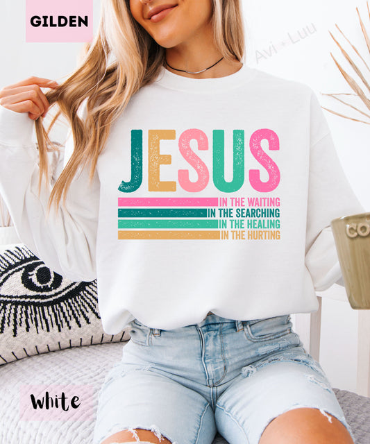 Jesus Colorful Lines | Gilden Unisex Sweatshirt