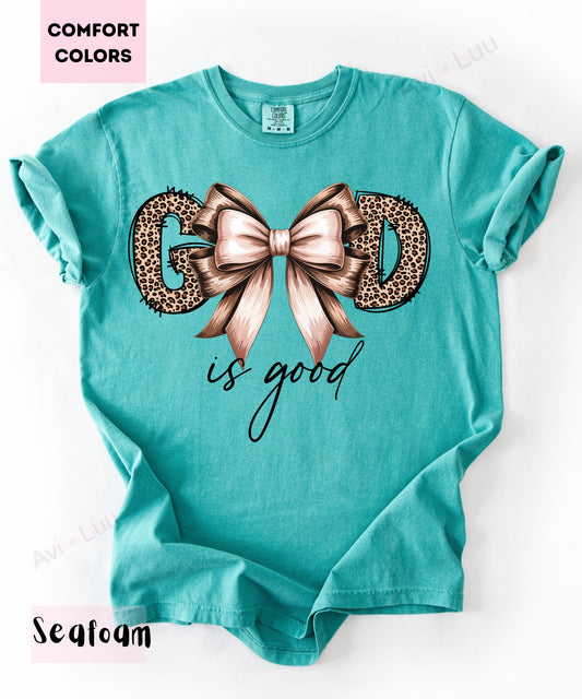 God Is Good Cheetah Bow | Comfort Colors Unisex T-Shirt