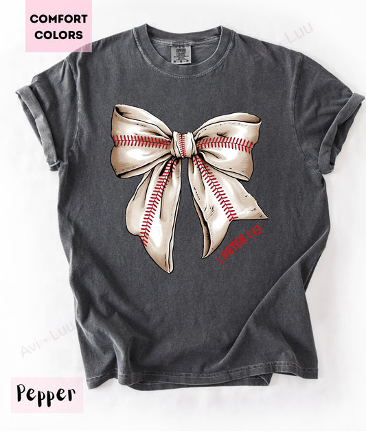 Baseball Bow  | Comfort Colors Unisex T-Shirt