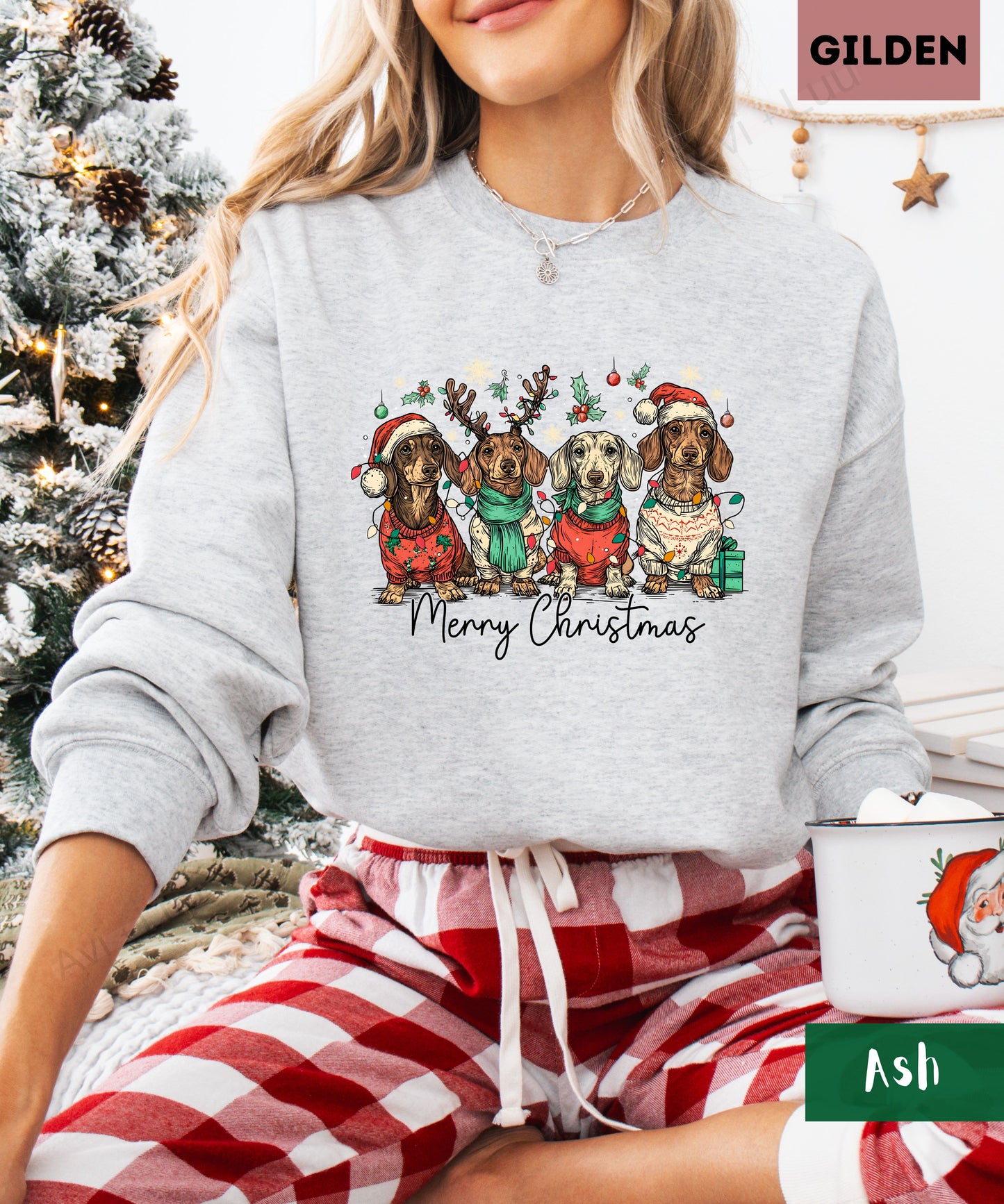 Dog Merry Christmas | Gilden Unisex Sweatshirt