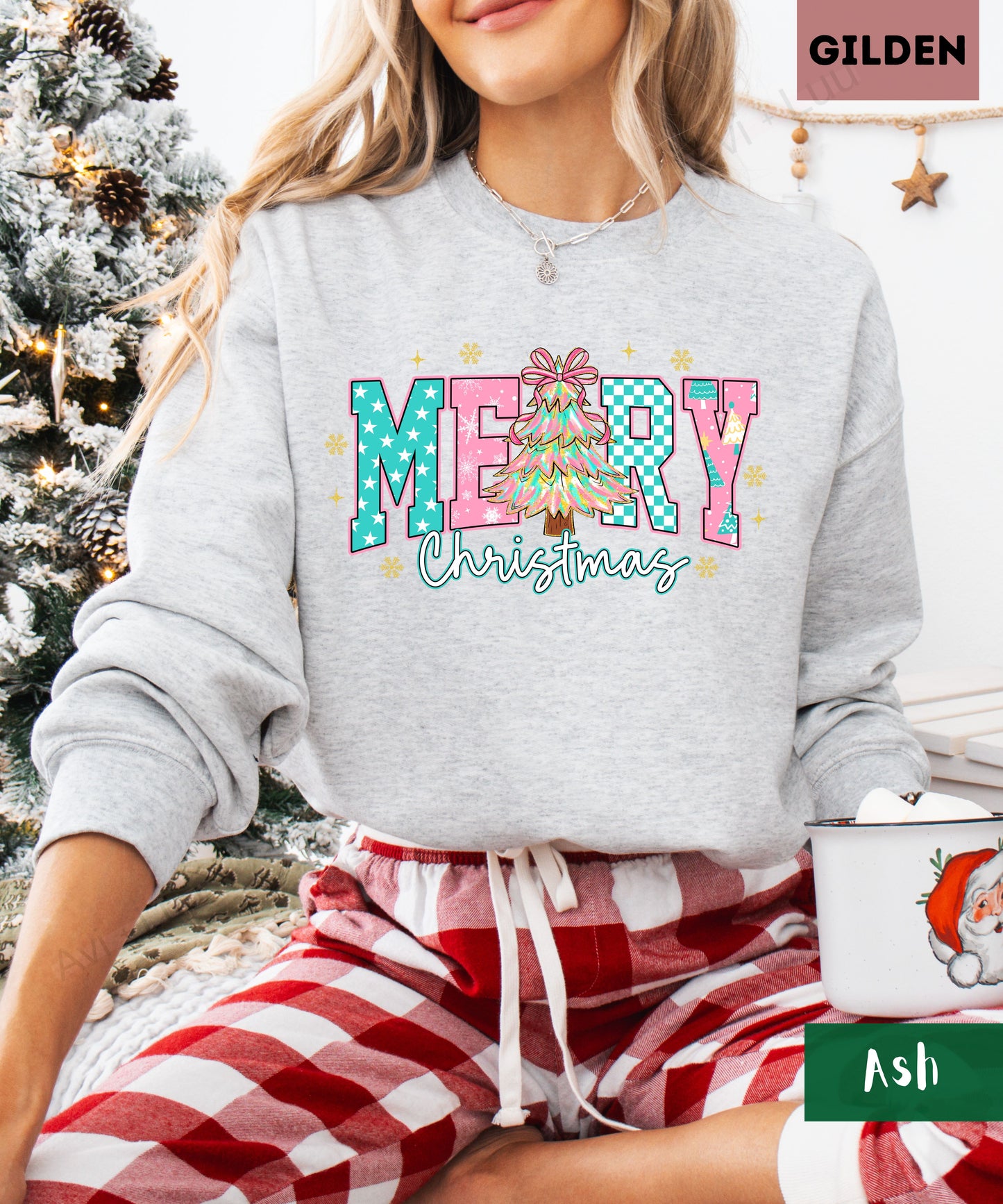 Merry Christmas Pink | Gilden Unisex Sweatshirt