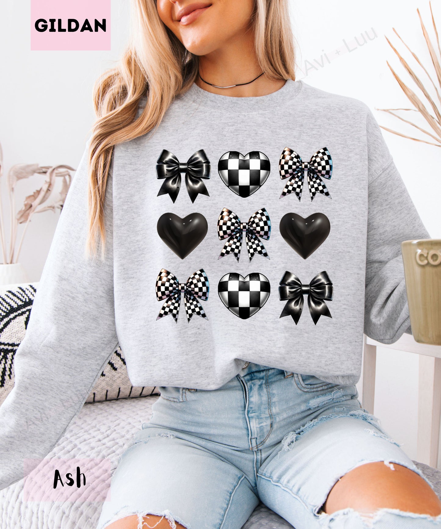 Checkered Bow + Heart