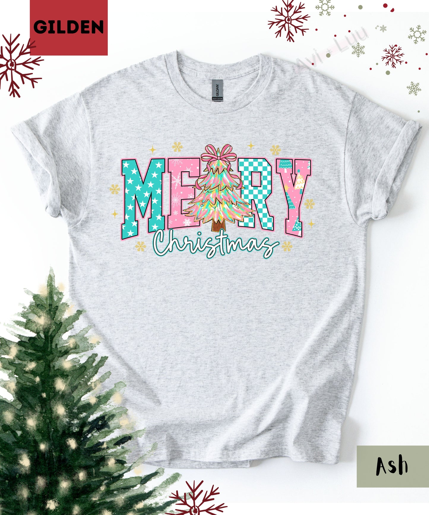 Merry Christmas Pink | Gilden Unisex T-Shirt