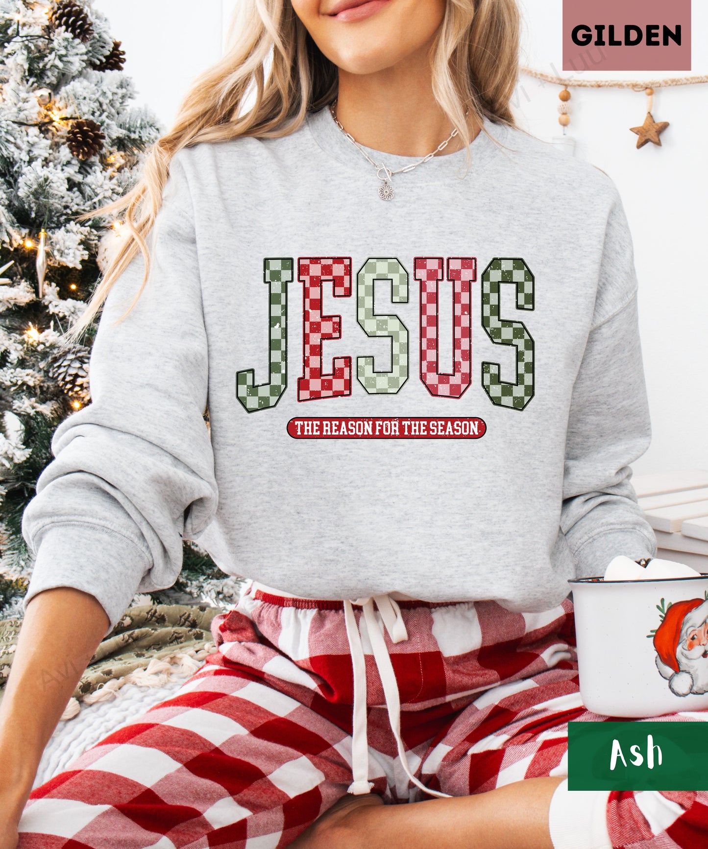 Jesus Checkered | Gilden Unisex Sweatshirt