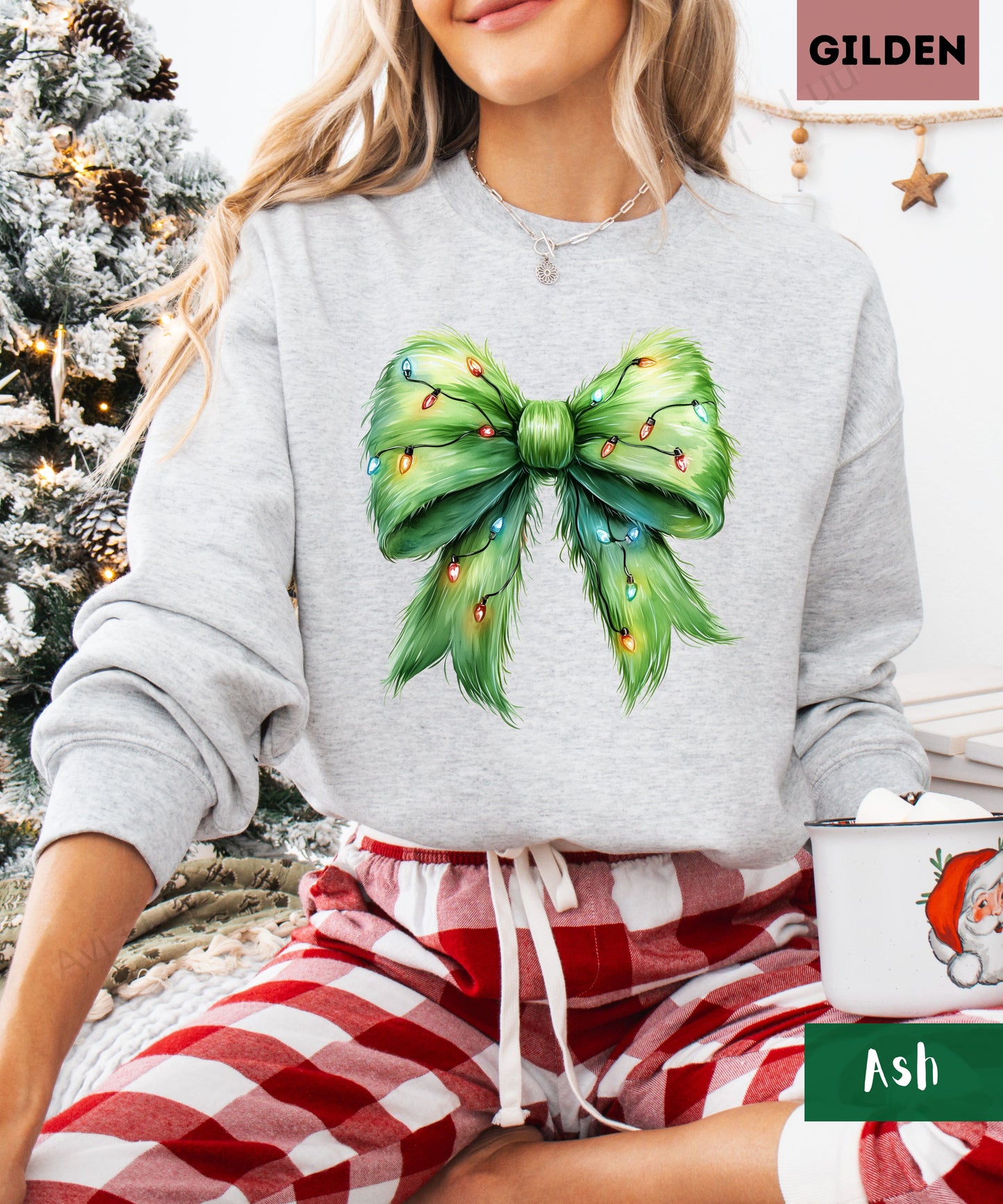 Grinch Bow | Gilden Unisex Sweatshirt