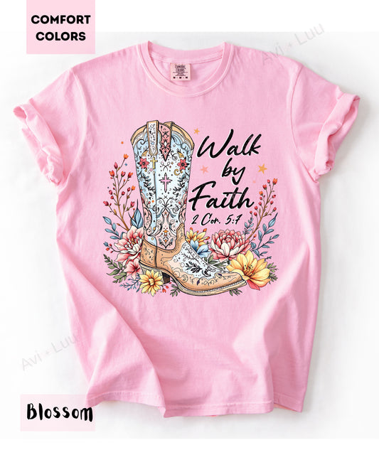Walk By Faith Boot | Comfort Colors Unisex T-Shirt