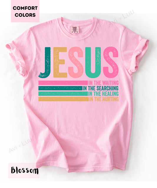 Jesus Colorful Lines | Comfort Colors Uniset T-Shirt