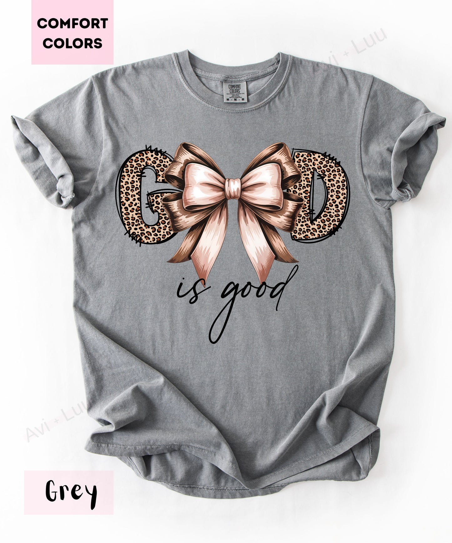 God Is Good Cheetah Bow | Comfort Colors Unisex T-Shirt