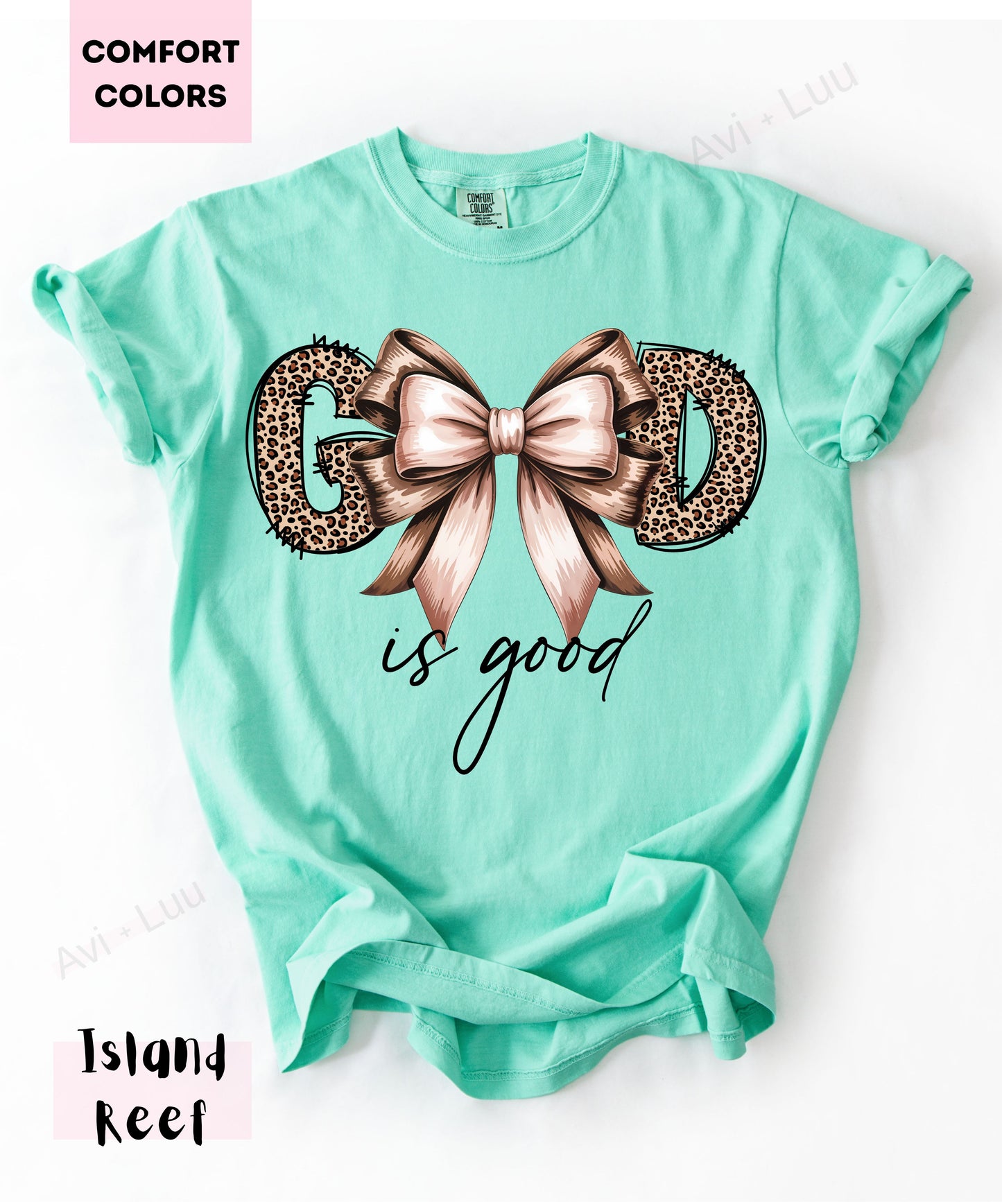 God Is Good Cheetah Bow | Comfort Colors Unisex T-Shirt