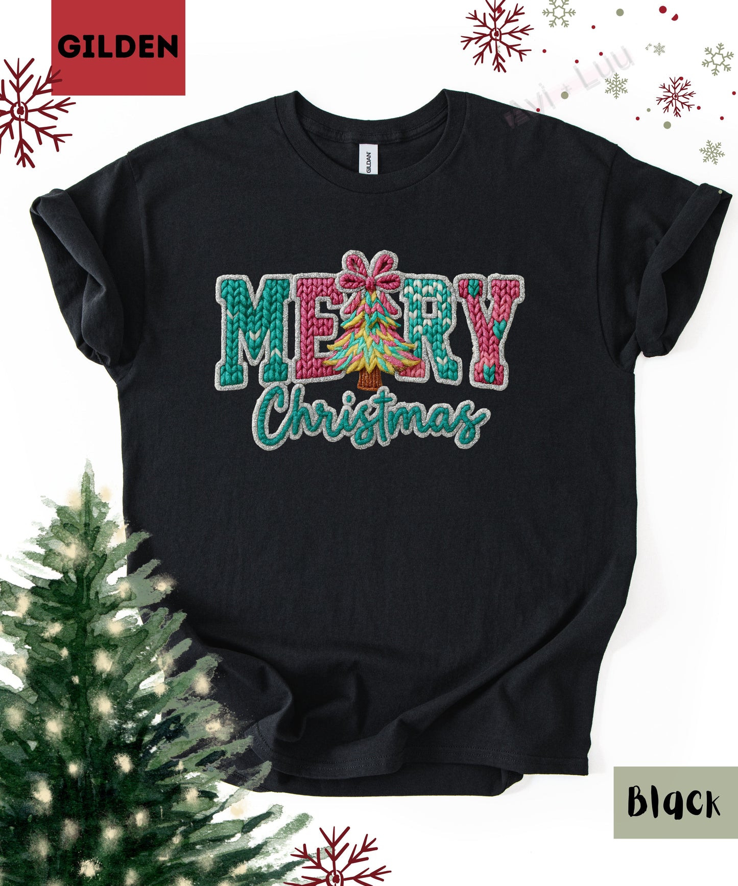 Crochet Merry Christmas | Gilden Unisex T-Shirt