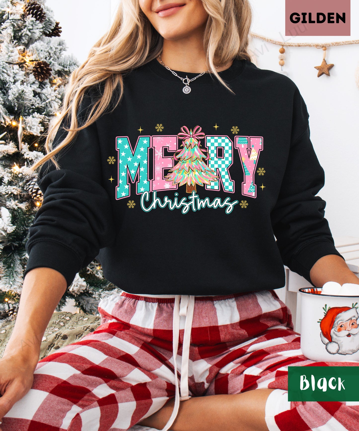 Merry Christmas Pink | Gilden Unisex Sweatshirt