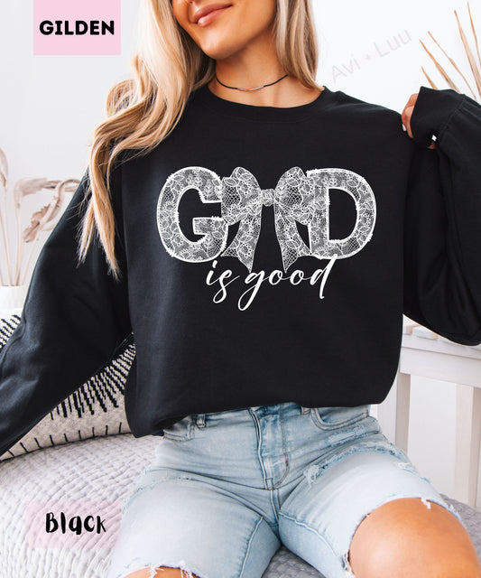 God Is Good Lace Bow | Gilden Unisex Sweatshirt
