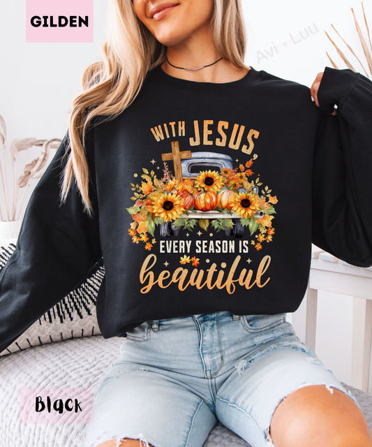 With Jesus Everything is Beauitful Truck | Gilden Unisex Sweatshirt