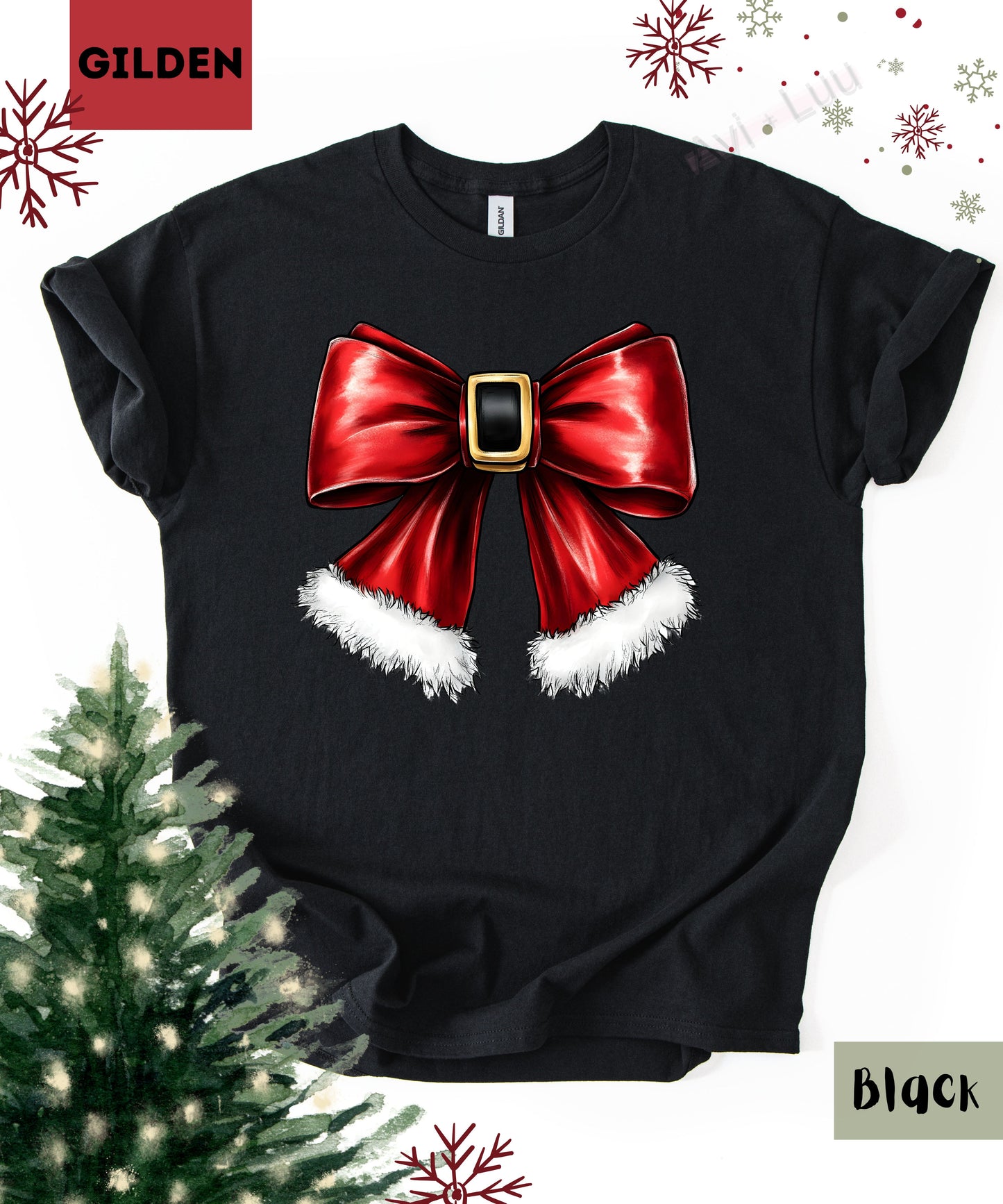 Santa Bow | Gilden Unisex T-Shirt