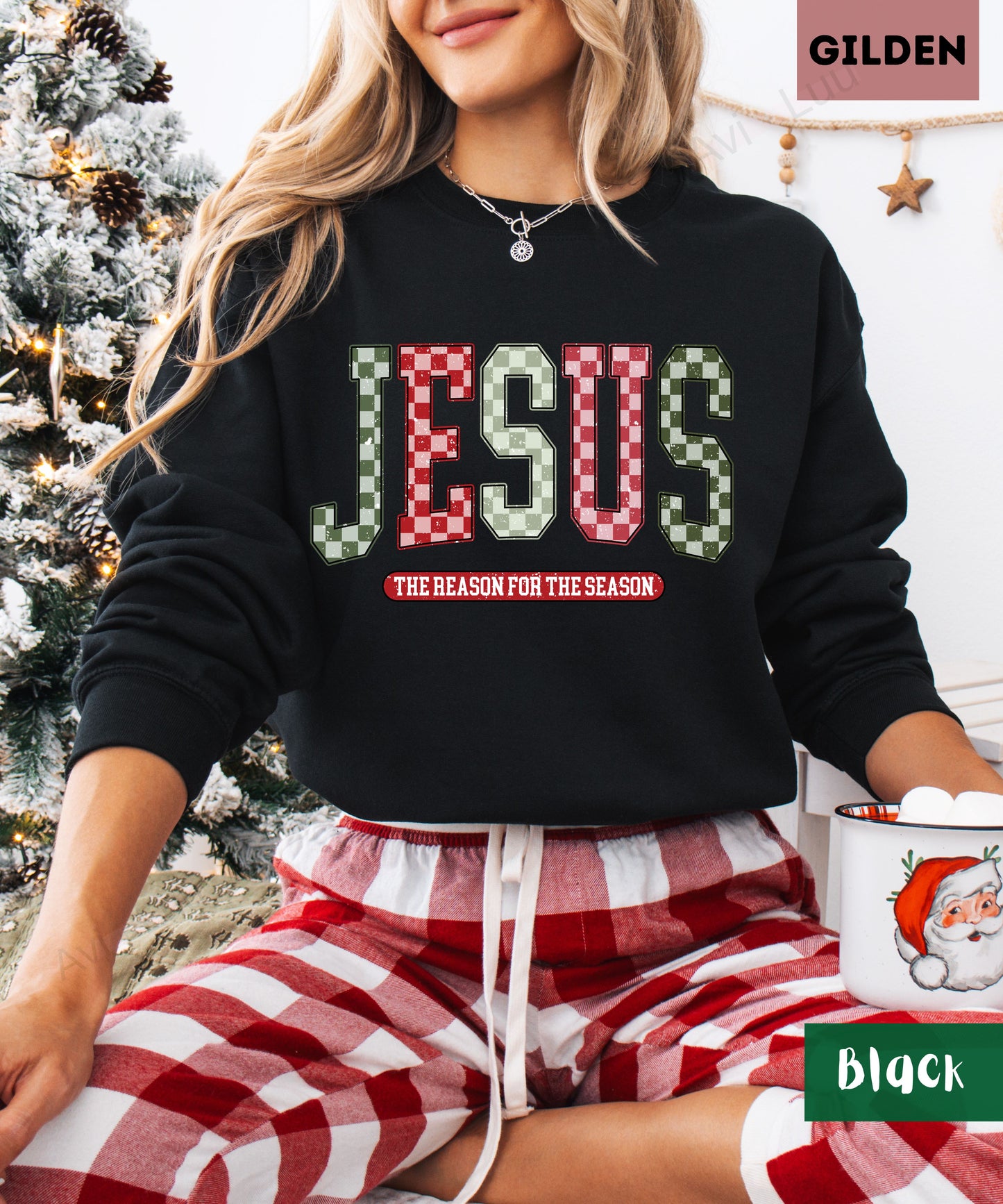 Jesus Checkered | Gilden Unisex Sweatshirt