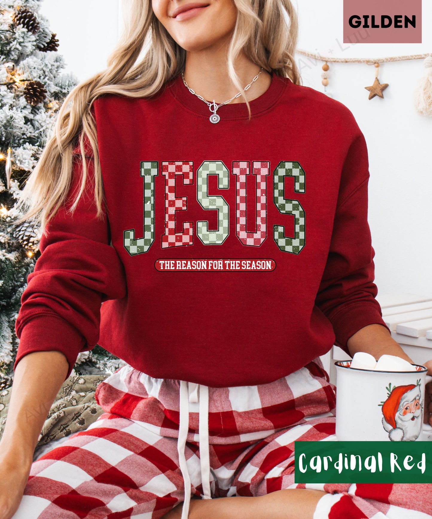 Jesus Checkered | Gilden Unisex Sweatshirt