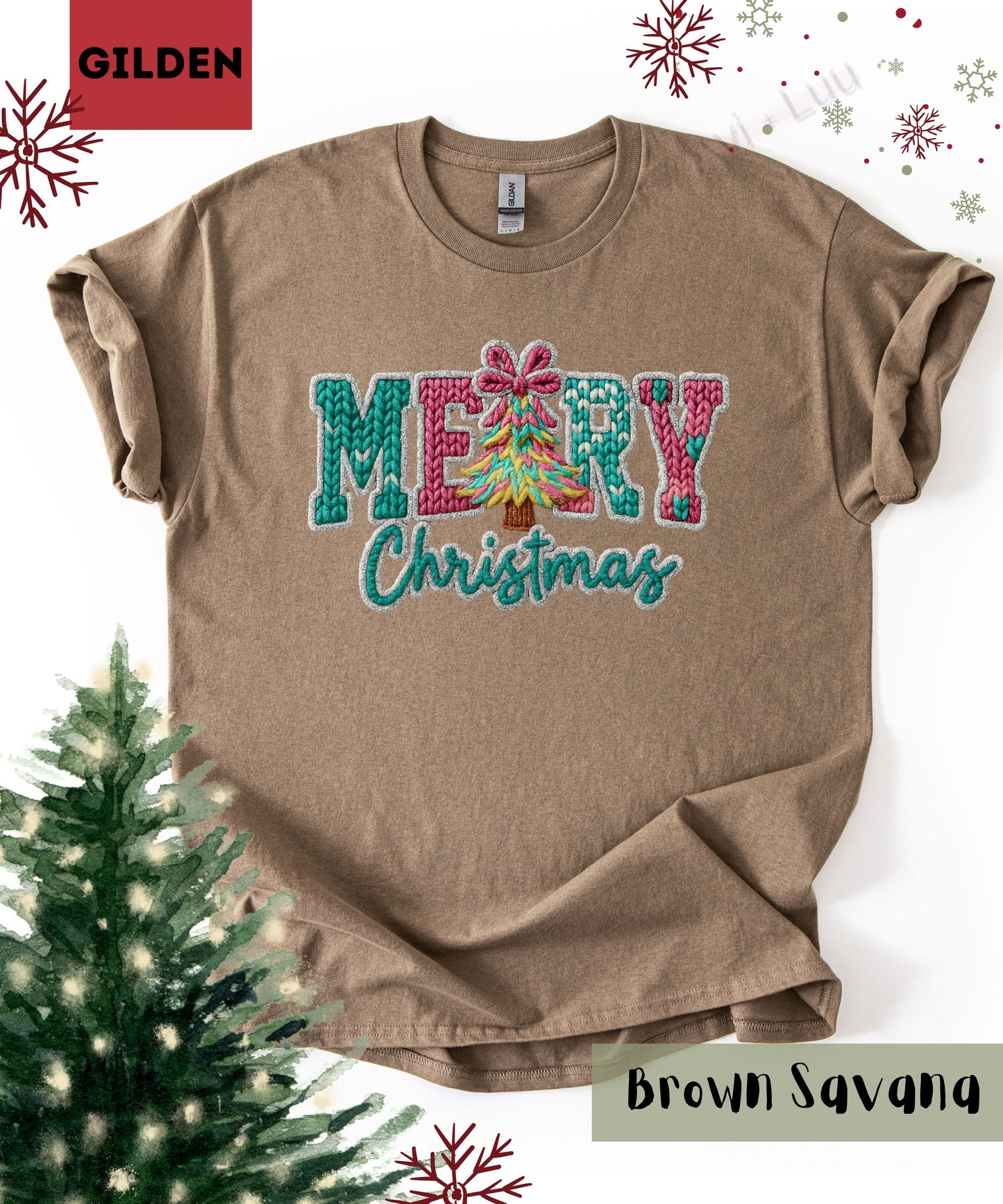 Crochet Merry Christmas | Gilden Unisex T-Shirt
