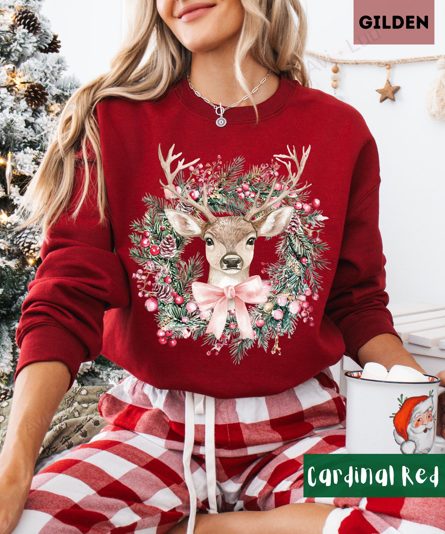 Reindeer Wreath | Gilden Unisex Sweatshirt