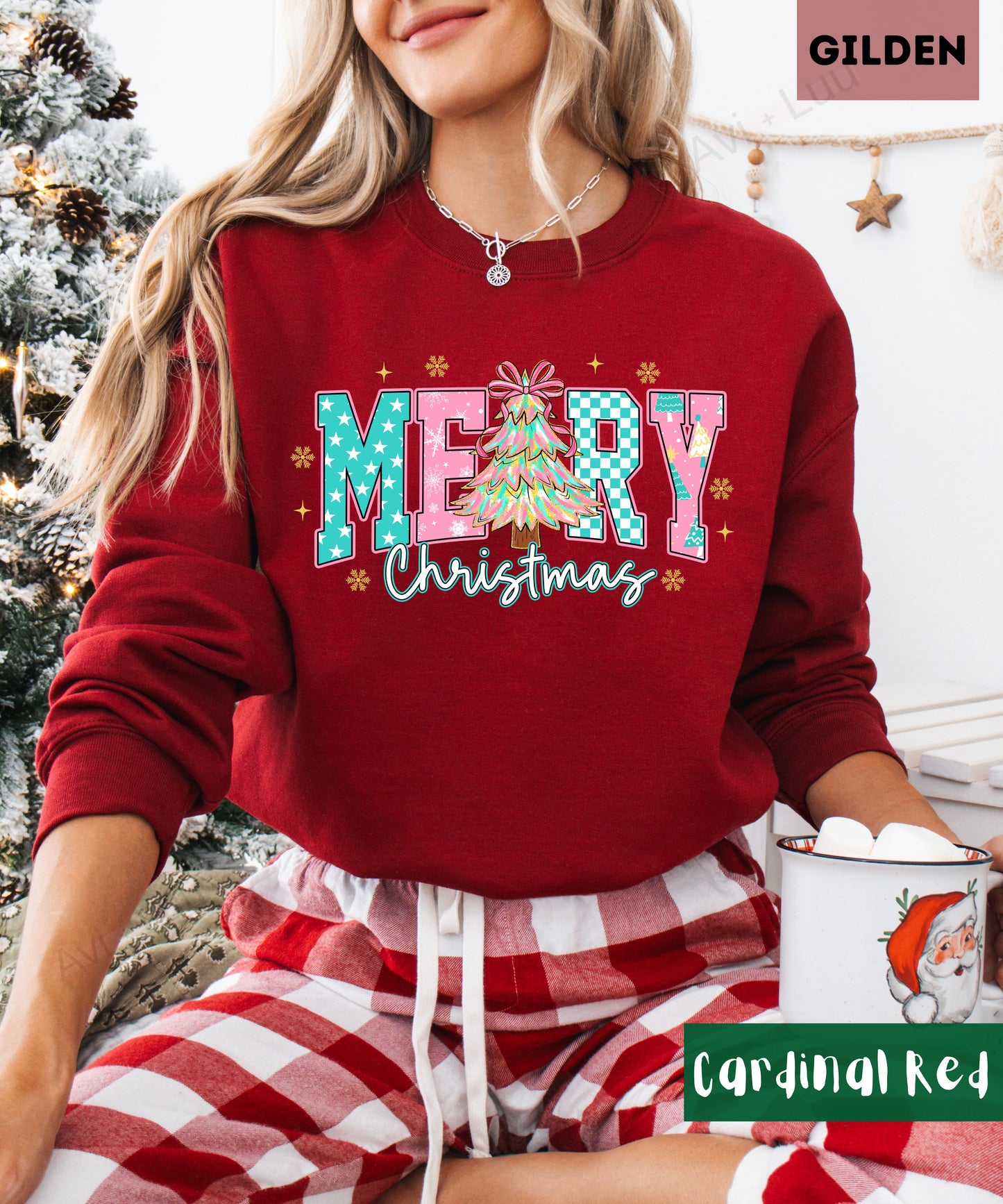 Merry Christmas Pink | Gilden Unisex Sweatshirt