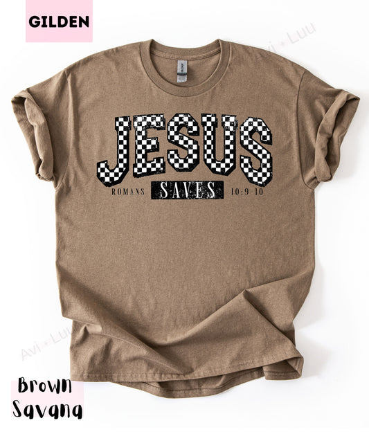 Jesus Saves Checkered | Gilden Unisex T-Shirt
