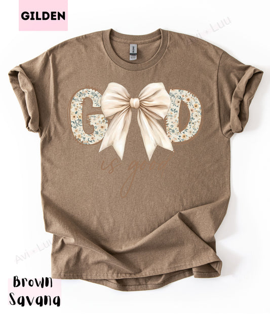 God Is So Good Floral Cream Bow | Gilden Unisex T-Shirt