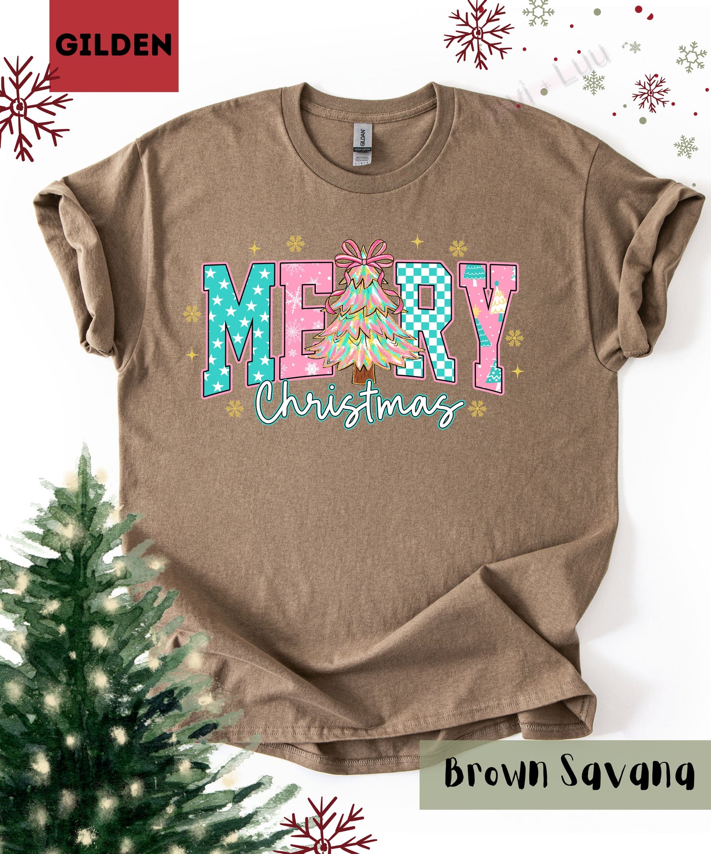 Merry Christmas Pink | Gilden Unisex T-Shirt