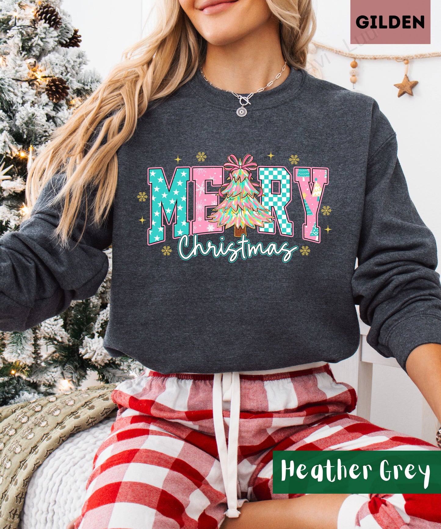 Merry Christmas Pink | Gilden Unisex Sweatshirt