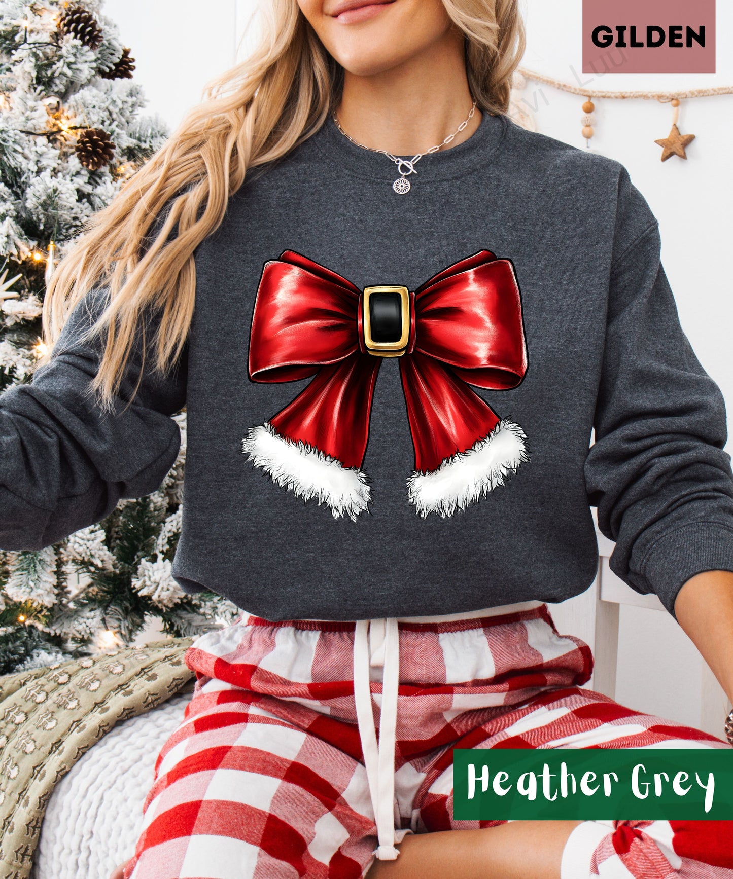 Santa Bow | Gilden Unisex Sweatshirt