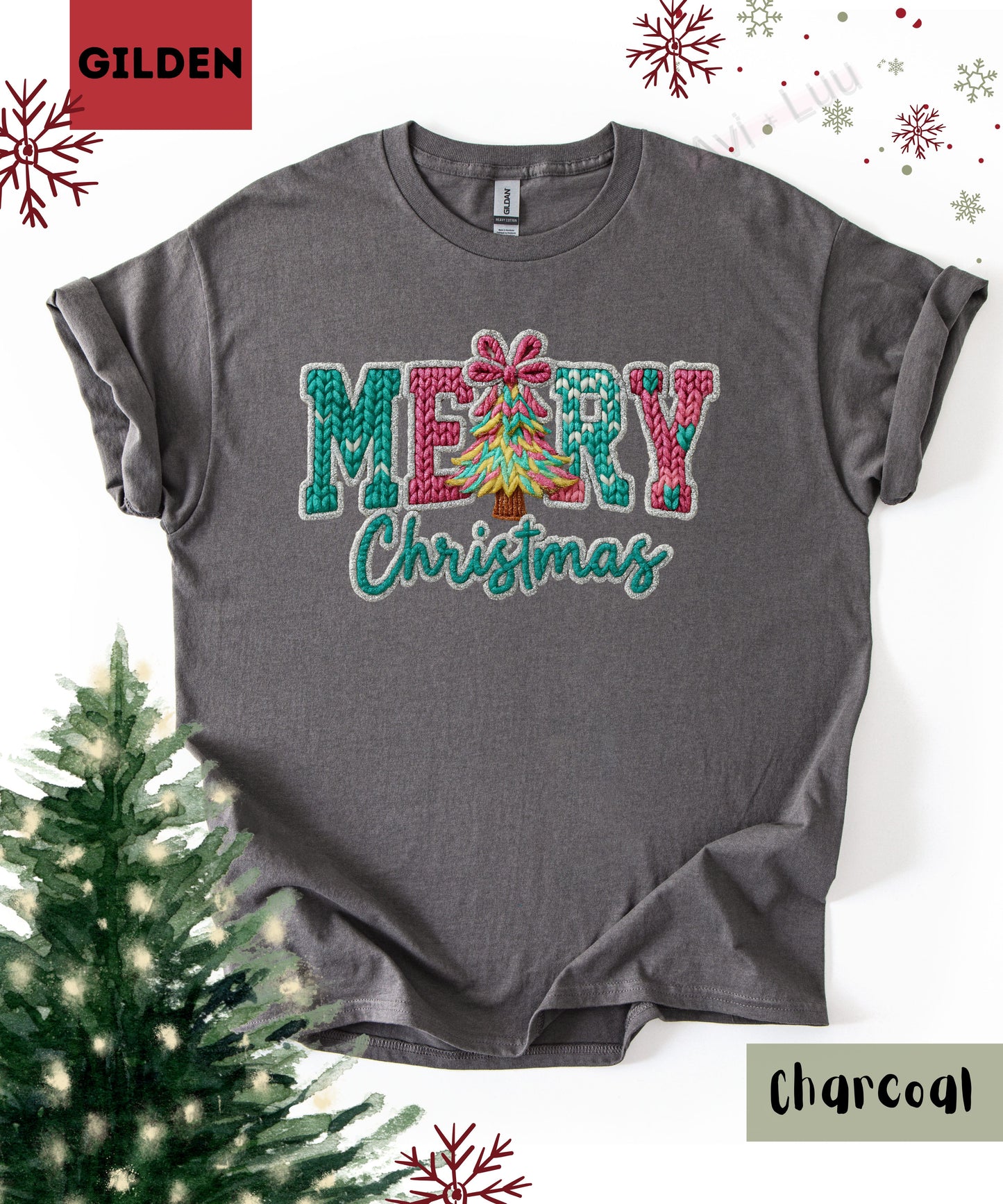 Crochet Merry Christmas | Gilden Unisex T-Shirt