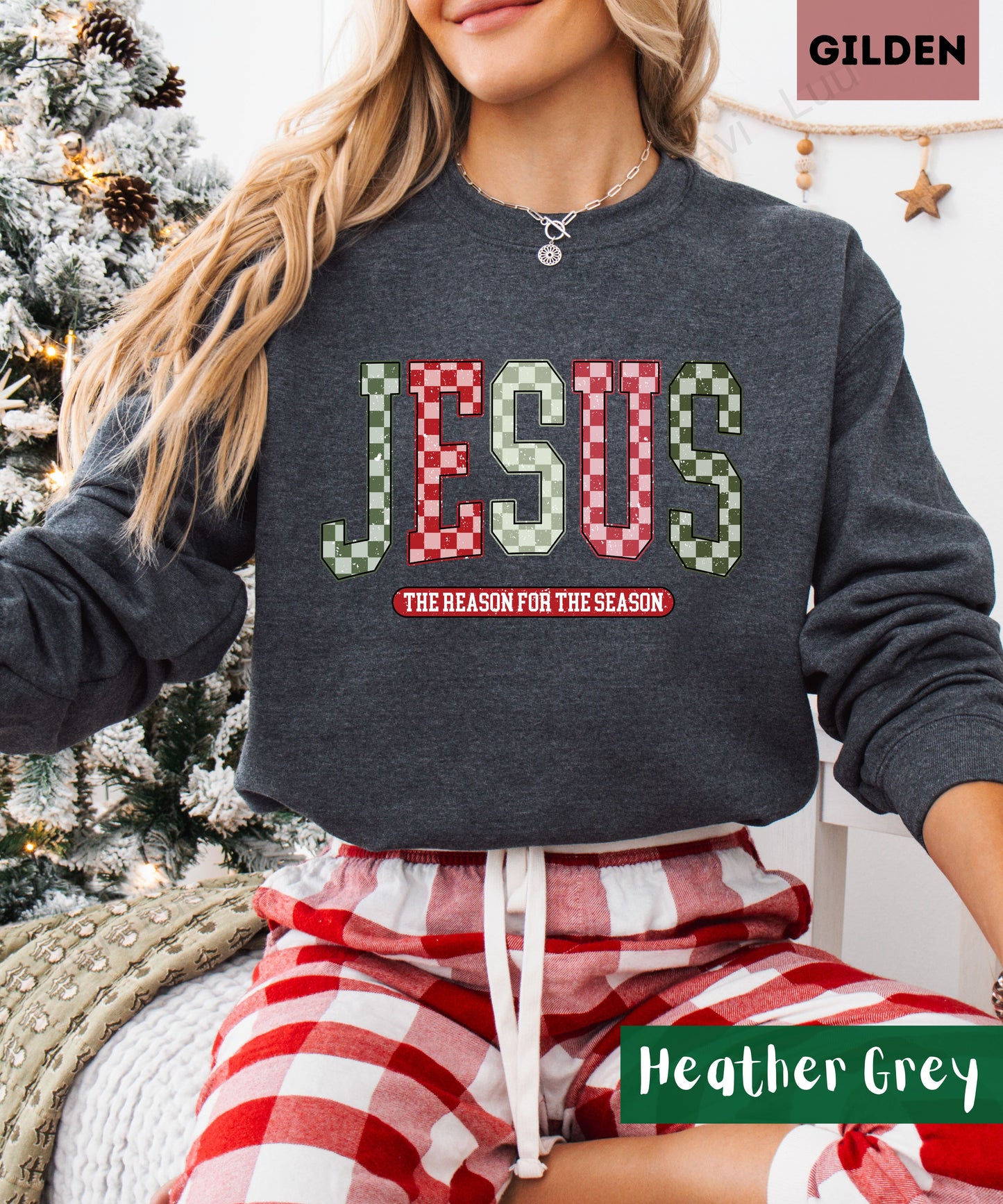 Jesus Checkered | Gilden Unisex Sweatshirt