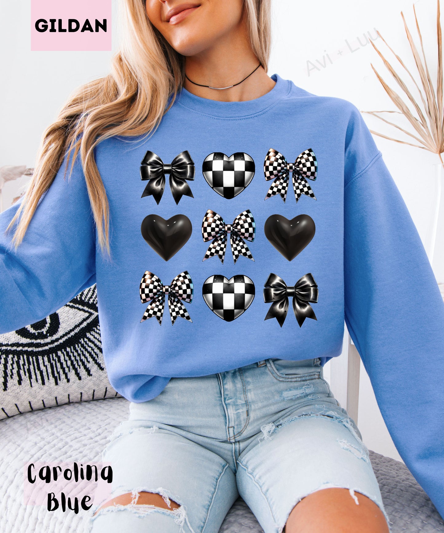 Checkered Bow + Heart