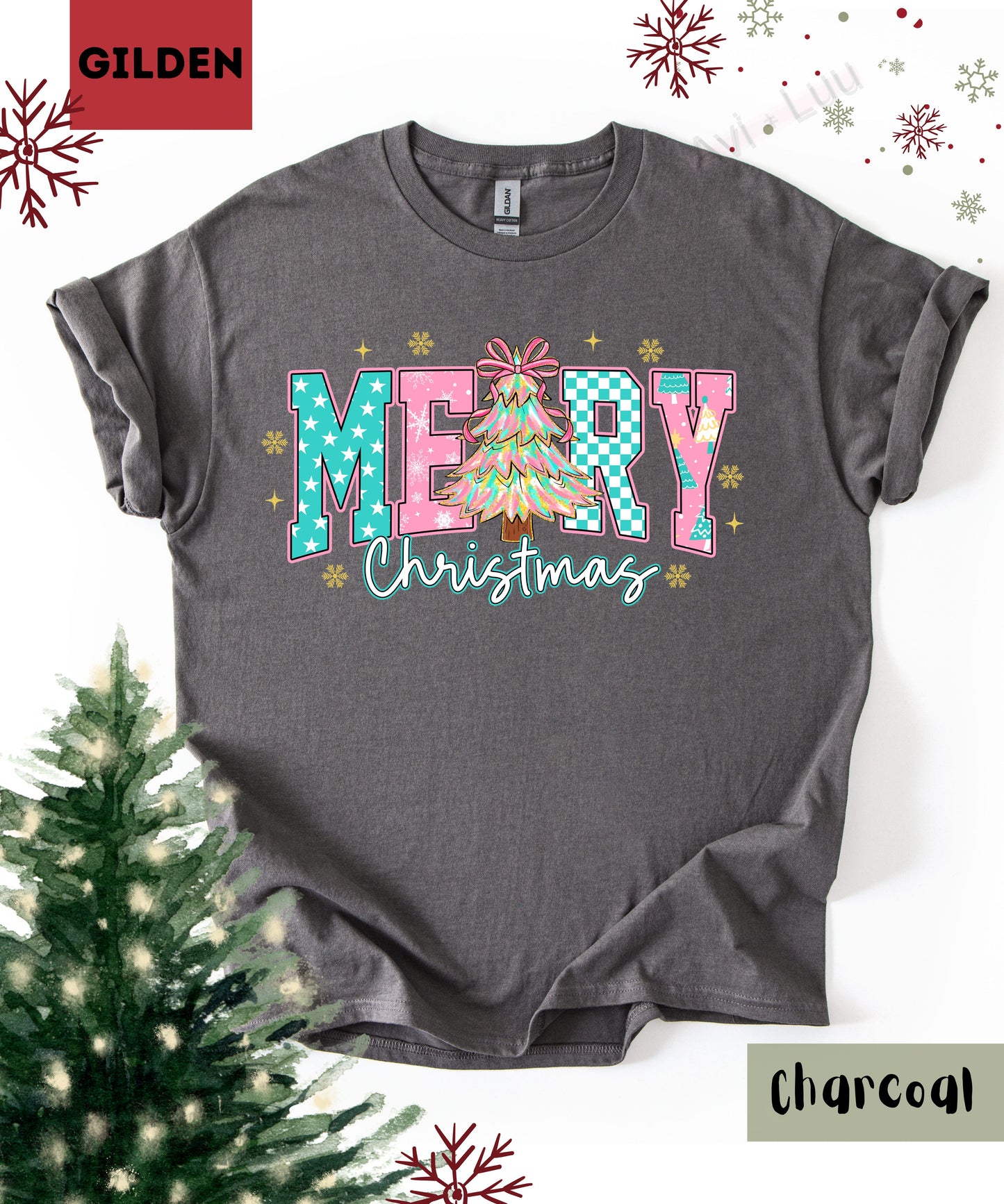 Merry Christmas Pink | Gilden Unisex T-Shirt