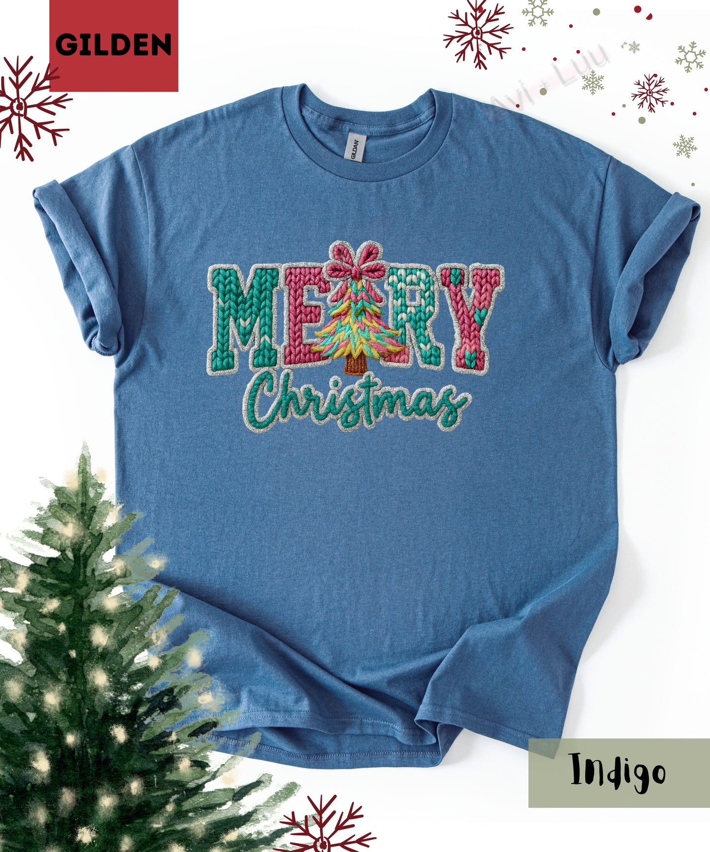 Crochet Merry Christmas | Gilden Unisex T-Shirt