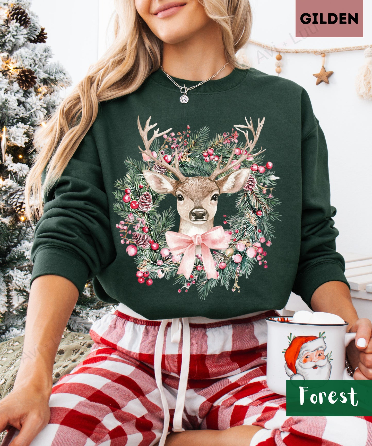 Reindeer Wreath | Gilden Unisex Sweatshirt