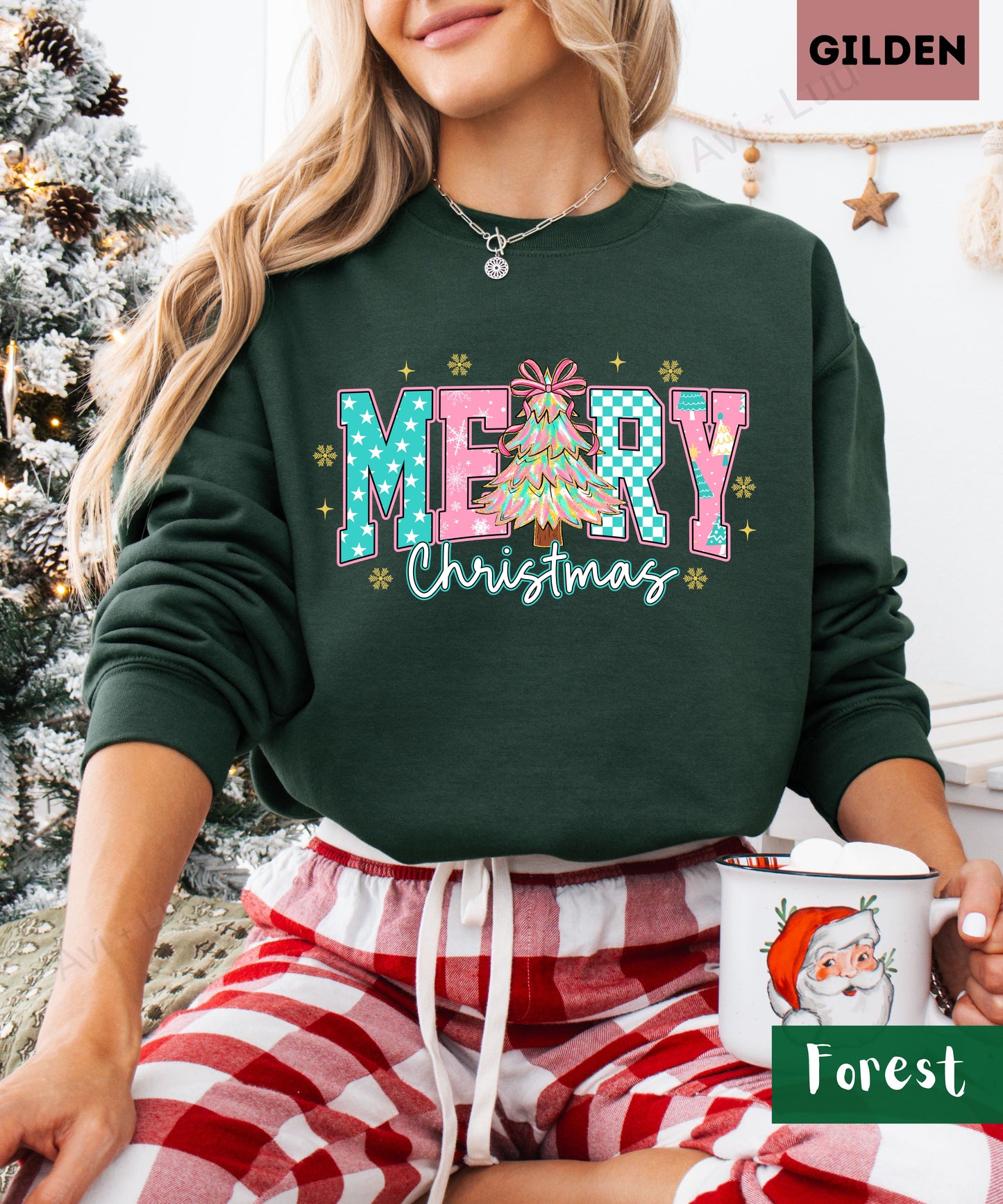 Merry Christmas Pink | Gilden Unisex Sweatshirt