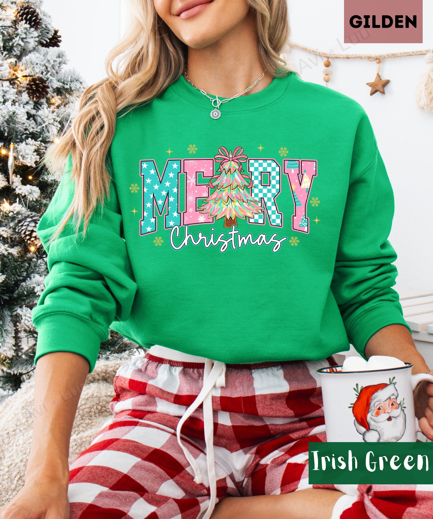 Merry Christmas Pink | Gilden Unisex Sweatshirt