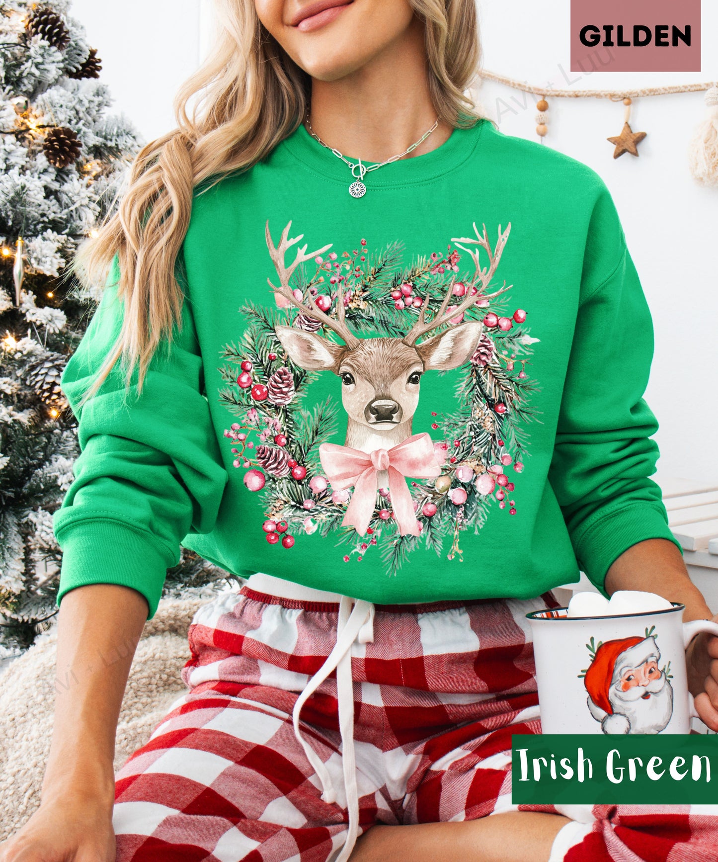 Reindeer Wreath | Gilden Unisex Sweatshirt