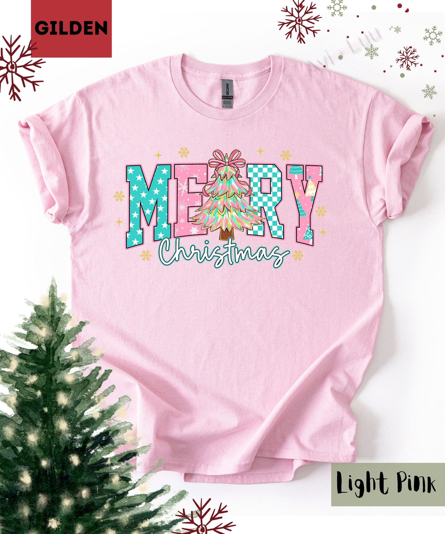 Merry Christmas Pink | Gilden Unisex T-Shirt