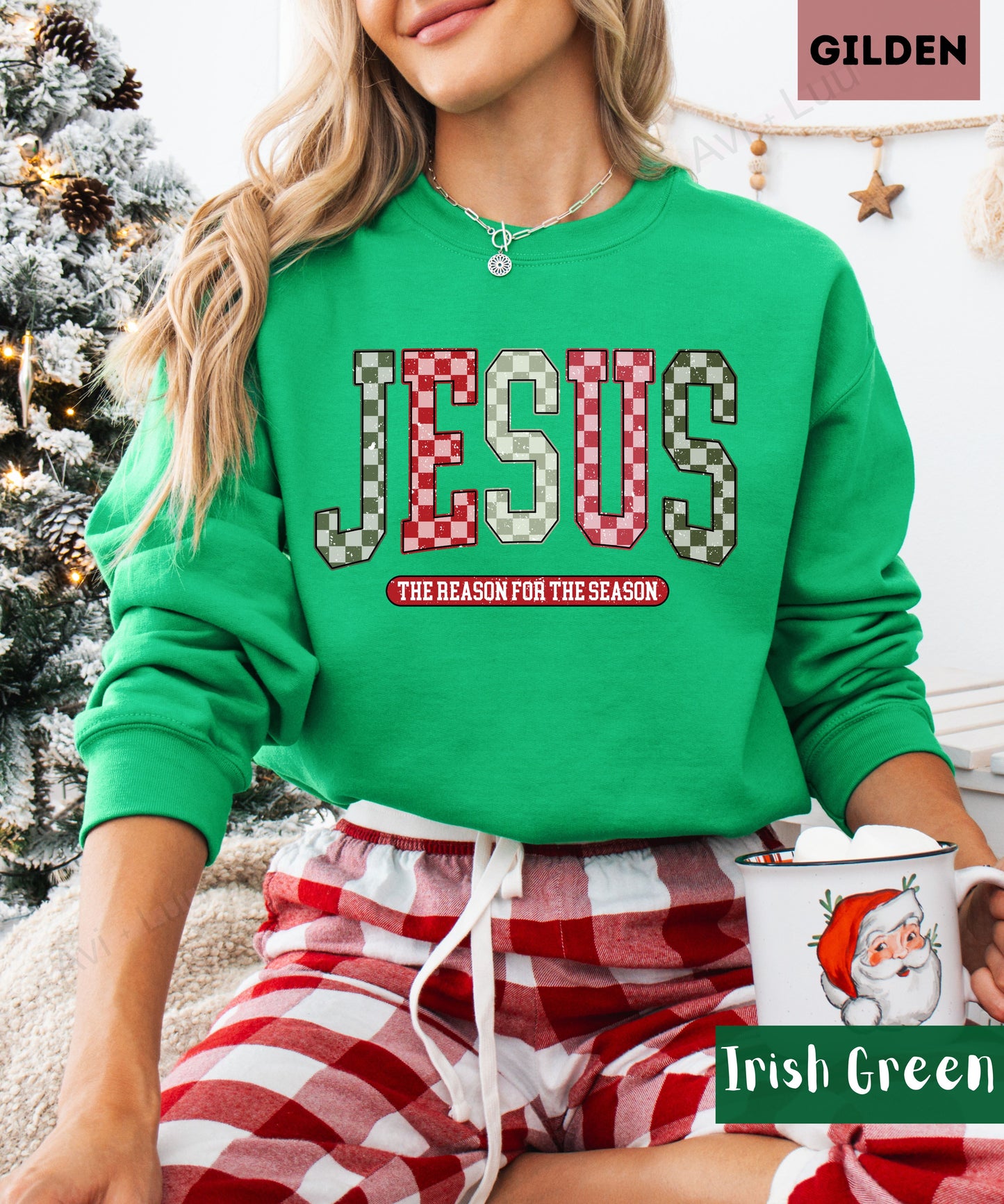 Jesus Checkered | Gilden Unisex Sweatshirt